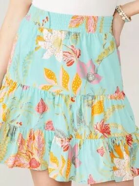 Spartina 449 Aqua Floral Tiered Mini Skirt